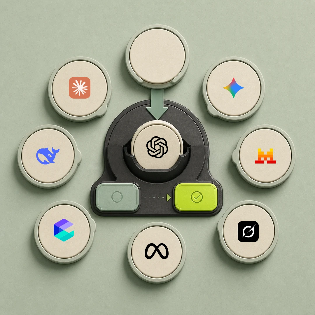 Multiple AI providers surrounding one selected task connection